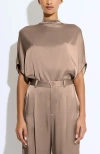 Lapointe Satin Cape Tee In Brown