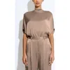 Lapointe Satin Cape Tee In Brown