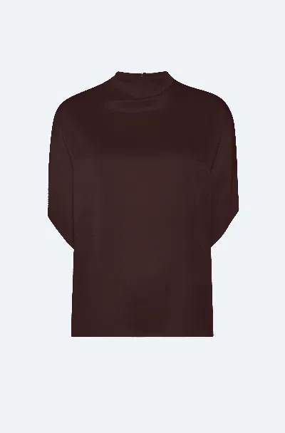 Lapointe Satin Cape Tee In Dark Brown