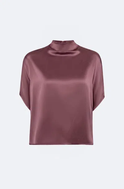 Lapointe Satin Cape Tee In Dark Mauve