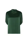 Lapointe Satin Cape Tee In Forest