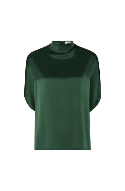 Lapointe Satin Cape Tee In Forest