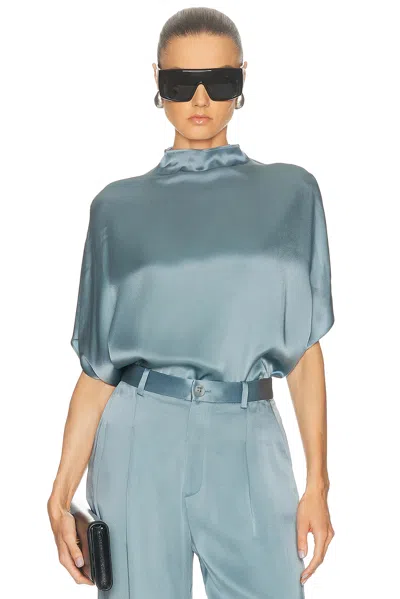 Lapointe Satin Cape Tee In Gray