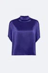 Lapointe Satin Cape Tee In Indigo