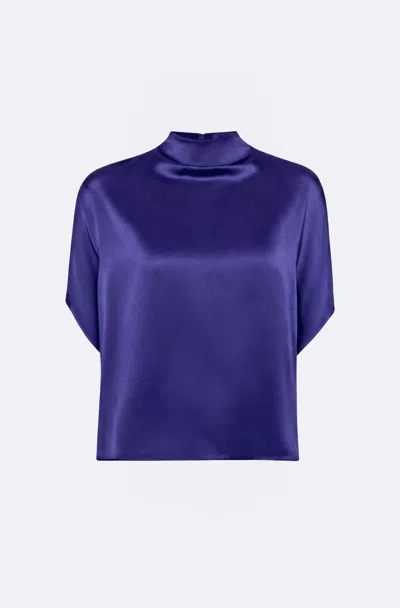 Lapointe Satin Cape Tee In Indigo