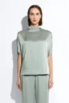 Lapointe Satin Cape T-shirt In Jade
