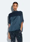 Lapointe Satin Cape Tee In Marine
