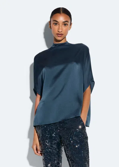 Lapointe Satin Cape Tee In Marine