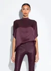 Lapointe Satin Cape Tee In Mulberry