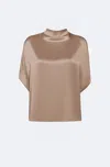 Lapointe Satin Cape Tee In Oat