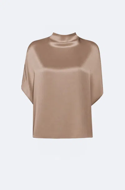 Lapointe Satin Cape Tee In Oat