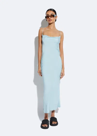Lapointe Satin Cowl Midi Dress In Soft Blue