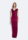 Lapointe Satin Cowl Neck Gown In Berry