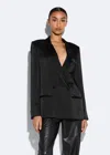 Lapointe Satin Double Breasted Blazer In Black