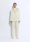 Lapointe Satin Double Breasted Blazer In Cream