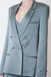 Lapointe Satin Double Breasted Blazer In Multi