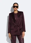 Lapointe Satin Double Breasted Blazer In Mulberry