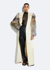 Lapointe Satin Double Breasted Coat With Fur In Butter