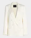 Lapointe Satin Double-breasted Blazer In Neutral