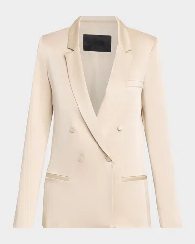 Lapointe Satin Double-breasted Jacket In Neutral