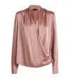 LAPOINTE LAPOINTE SATIN DRAPE TOP