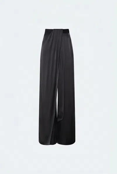 Lapointe Satin Draped Relaxed Pant In Black