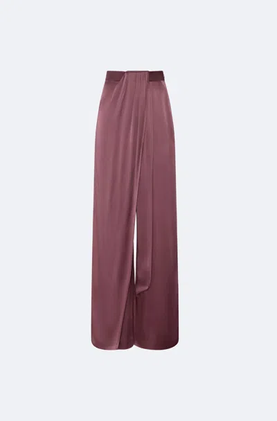 Lapointe Satin Draped Relaxed Pant In Dark Mauve