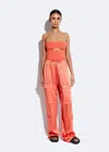 Lapointe Satin Drawstring Cargo Pant In Hot Coral