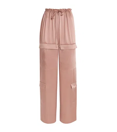 Lapointe Satin Drawstring Cargo Trousers In Pink