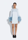LAPOINTE SATIN DRESS WITH FEATHERS