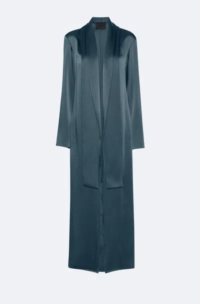 Lapointe Satin Duster Coat In Marine