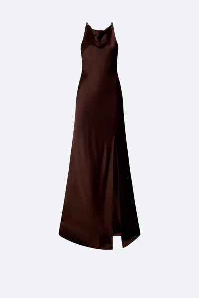 Lapointe Satin Halter Gown In Chocolate