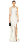 Lapointe Satin Halter Gown In Cream