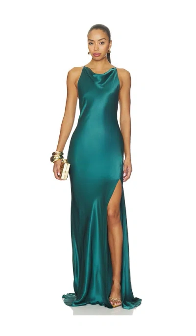 Lapointe Satin Halter Gown In Green