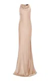 Lapointe Satin Halter Gown In Neutral