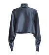 Lapointe Satin Kaftan Top In Navy