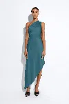 Lapointe Satin One Shoulder Dress In Slate