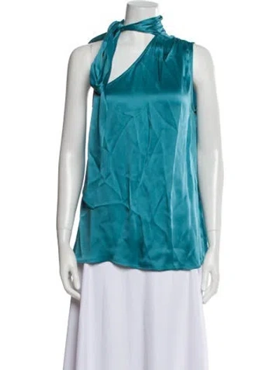 Pre-owned Lapointe Satin One-shoulder Blouse In Blue