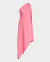 Lapointe Satin One-shoulder Midi Dress In Pink