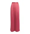 Lapointe Satin Pleated Wide-leg Trousers In Red