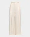 Lapointe Satin Relaxed-leg Pleated Pants In Multi