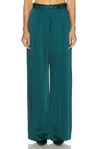 Lapointe Satin Relaxed Pleated Pant In Blue