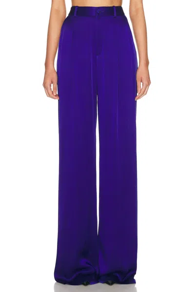 Lapointe Satin Relaxed Pleated Pant In Blue