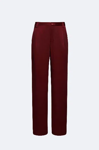 Lapointe Satin Relaxed Pleated Pant In Brown