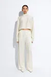 Lapointe Satin Relaxed Pleated Pant In Cream