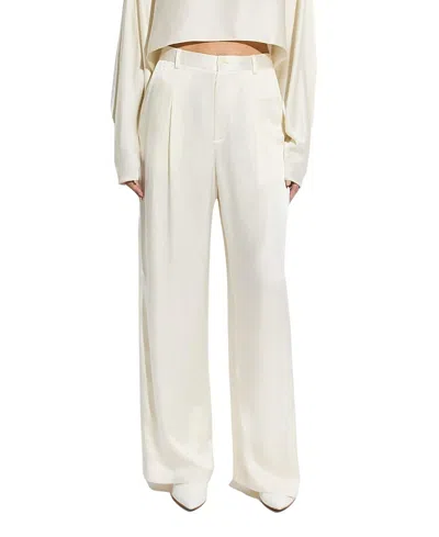 Lapointe Satin Relaxed Pleated Pant In White