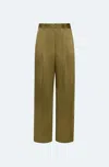 Lapointe Satin Relaxed Pleated Pant In Dark Olive