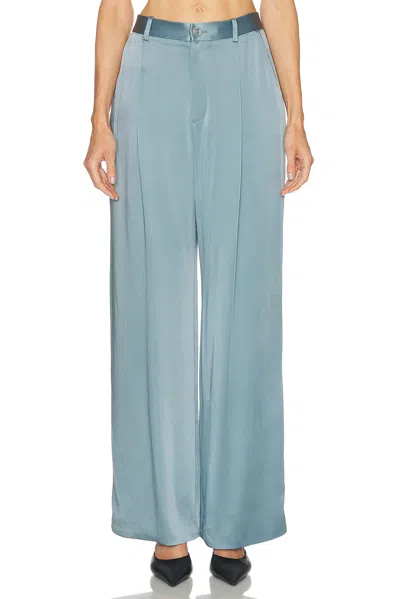 Lapointe Satin Relaxed Pleated Pant In Gray