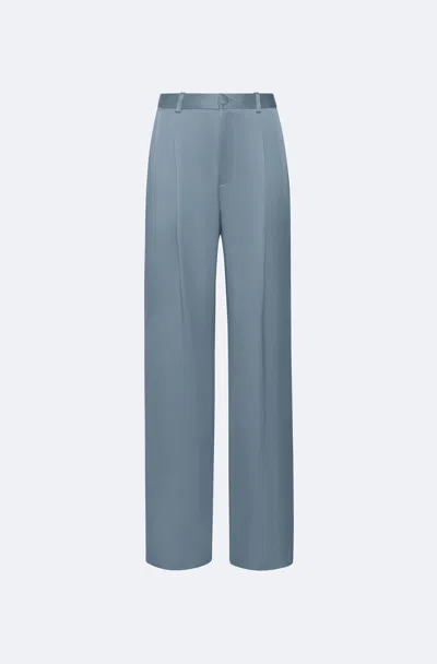 Lapointe Satin Relaxed Pleated Pant In Gray