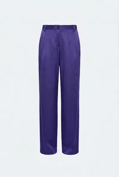 Lapointe Satin Relaxed Pleated Pant In Indigo